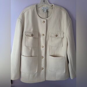NWT Rachel Zoe Wool Lined Jacket Eggshell Winter White Size L